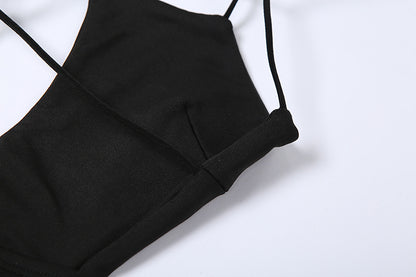 Combhasaki Womens Solid Color Thin Spaghetti Straps Backless Round Cutout Hole Slim Fit Suspender Party Club Slim Fit Long Dress