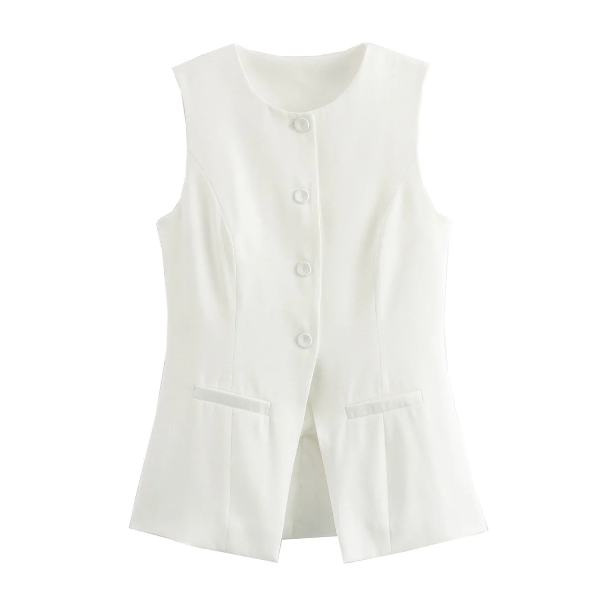 MUJER 2025 White Sleeveless Vest Women Button Summer Vests for Women Jacket Pink Vest Top Women Streetwear Women's Tailored Vest