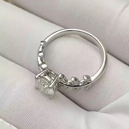 1CT Leaf Moissanite Diamond Engagement RingsCertified for Women 925 Sterling Silver Plated  White Gold Wedding Band Promise Ring
