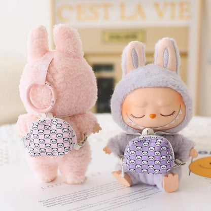 Labubu Clothes Doll Bag 15/17cm V1/2/3 Doll Panda Series Backpack Crossbody Bag Mini Plush Cotton Doll Decoration Accessory Gift