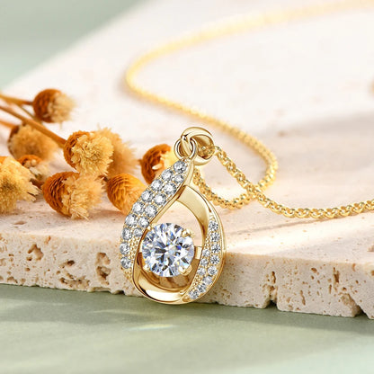 OXTAO D VVS1 Moissanite Pandent Necklace with Certified 6.5mm Lab Diamond S925 Sterling Silver Water Drop Pendant Dainty Jewelry
