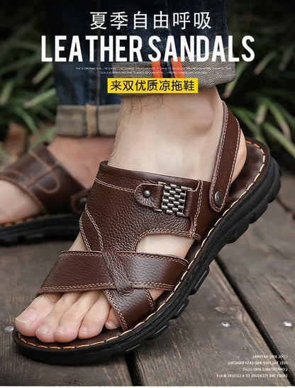 2025 New Men's Sandals for Men's Summer, Dual use for Cooling, Soft soled Exterior, Middle aged, Dad's Shoes, Elderly Shoes
