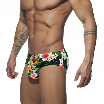Sexy Floral Print Swimwear Men Beach Shorts Board Surfing Shorts Swimming Trunks Push Up Pad Men Swimsuits Sunga Bathing Suits