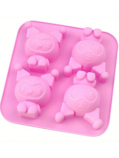 1pc HelloKittys My Melody Kuromi Cinnamoroll Silicone Baking Mold 4-Cavity Food Grade Flexible DIY Mold for Cake Chocolate De