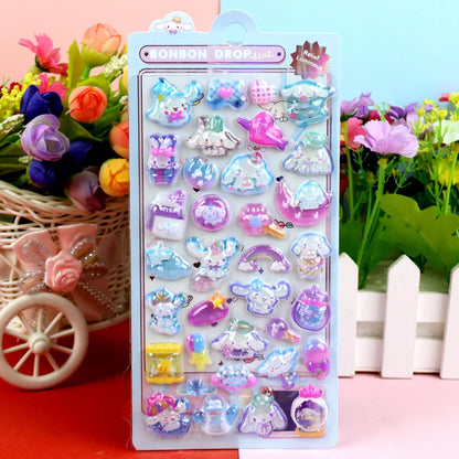 Cartoon Sanrio Hello Kitty Kuromi 3D Transparent Jelly Sticker Crystal Decorative Sticker Children DIY Phone Casesdiy Stationery