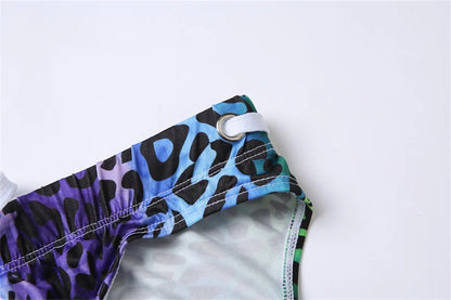 Men's Swimwear Swimsuit Beach Low Waist Briefs Swimsuit Leopard Digital Printing Crochet Bikini Surfing Swim Wear Bathing Suit