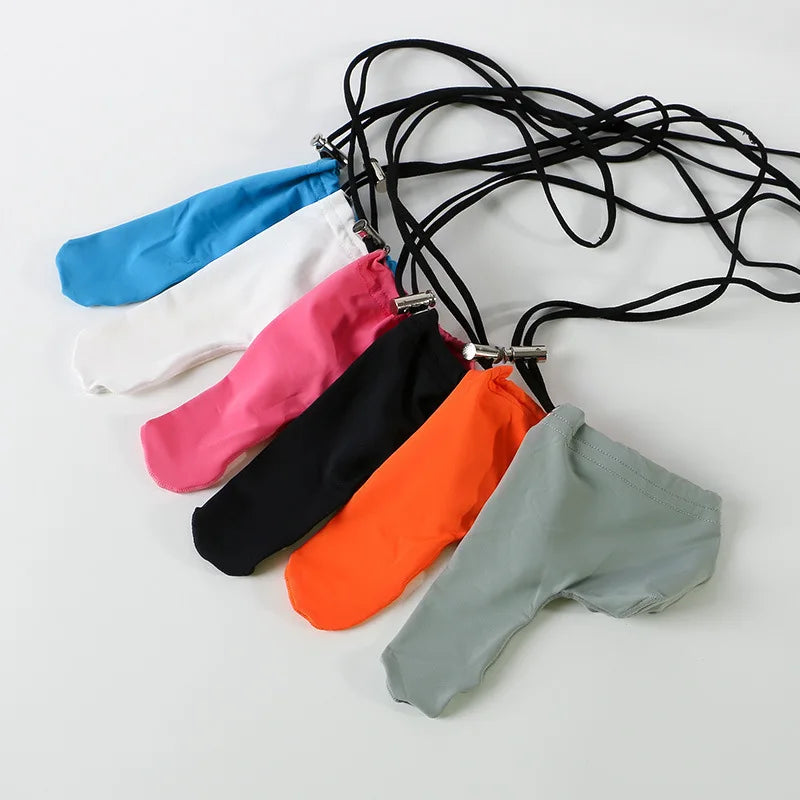 メンズ エロティック ストリング ひも ゲイ セクシー エレファントノーズ パンティー シシー クローズド シース アンダーパンツ オム ペニススリーブ ループ ウエスト ランジェリー