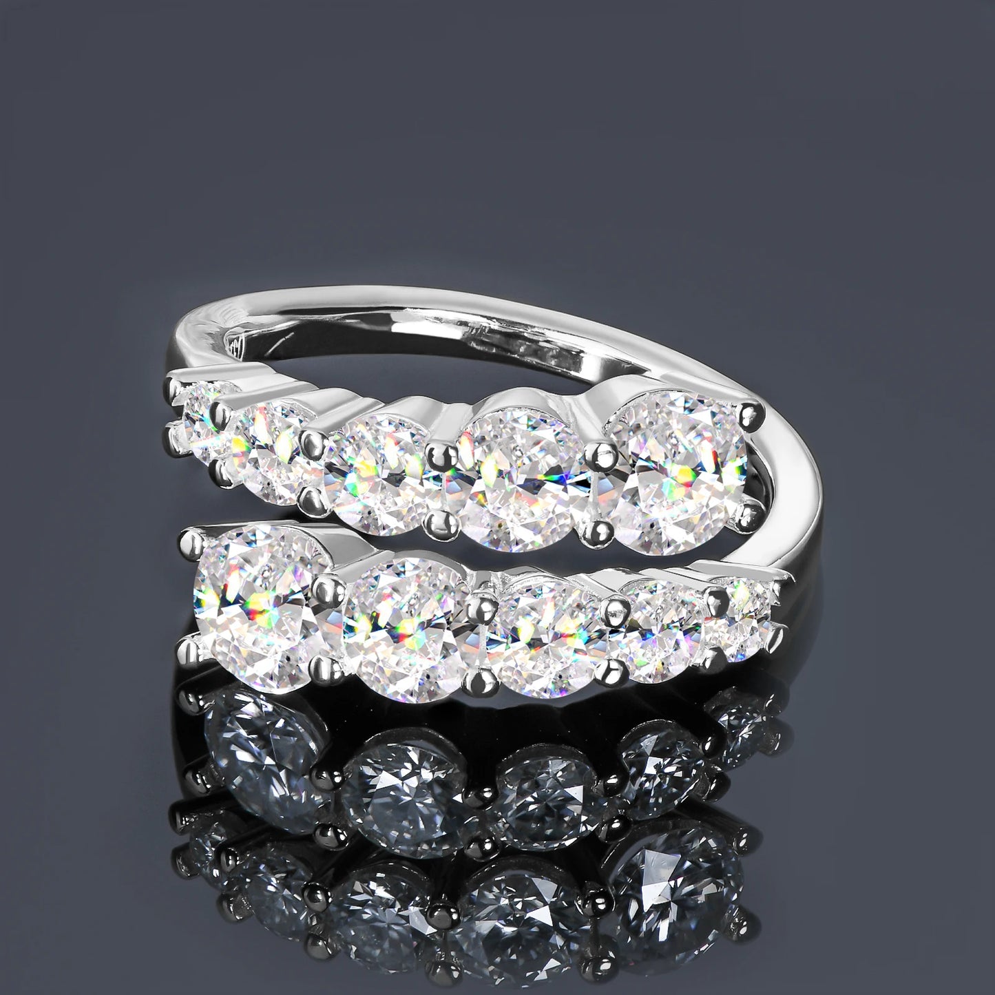 10 Stones All Moissanite Bridal Rings Open Ring 925 Silver with Certificate Woman Engagement Wedding Jewelry Anillos Original