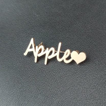 2022 Personalized Custom Women Name Brooch Stainless Steel Nameplate Lapel Badges Fashion Temperament Jewelry Best Gifts