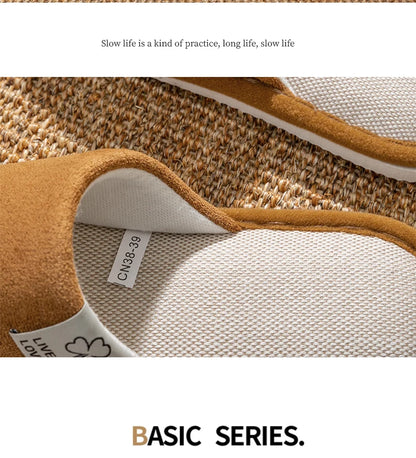 Slippers for Men，Non-Slip Soft-Soled Indoor House Slippers for Spring&Summer, All-Season Linen Home Comfortable Slippers