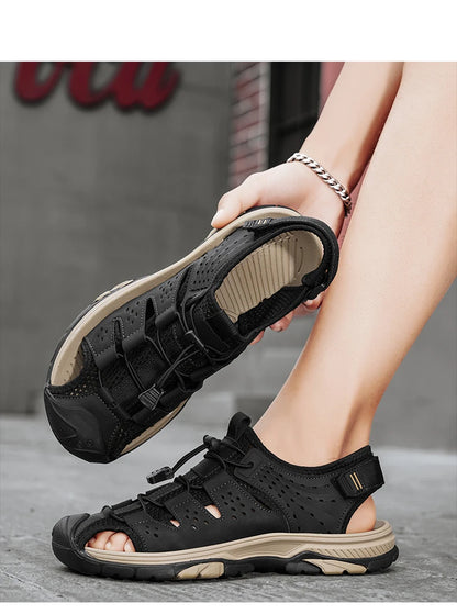 Men's Sport Sandals Handmade Genuine Leather Sandals for Men Summer Outdoor Anti-collision Comfortable Casual Beach Sandals