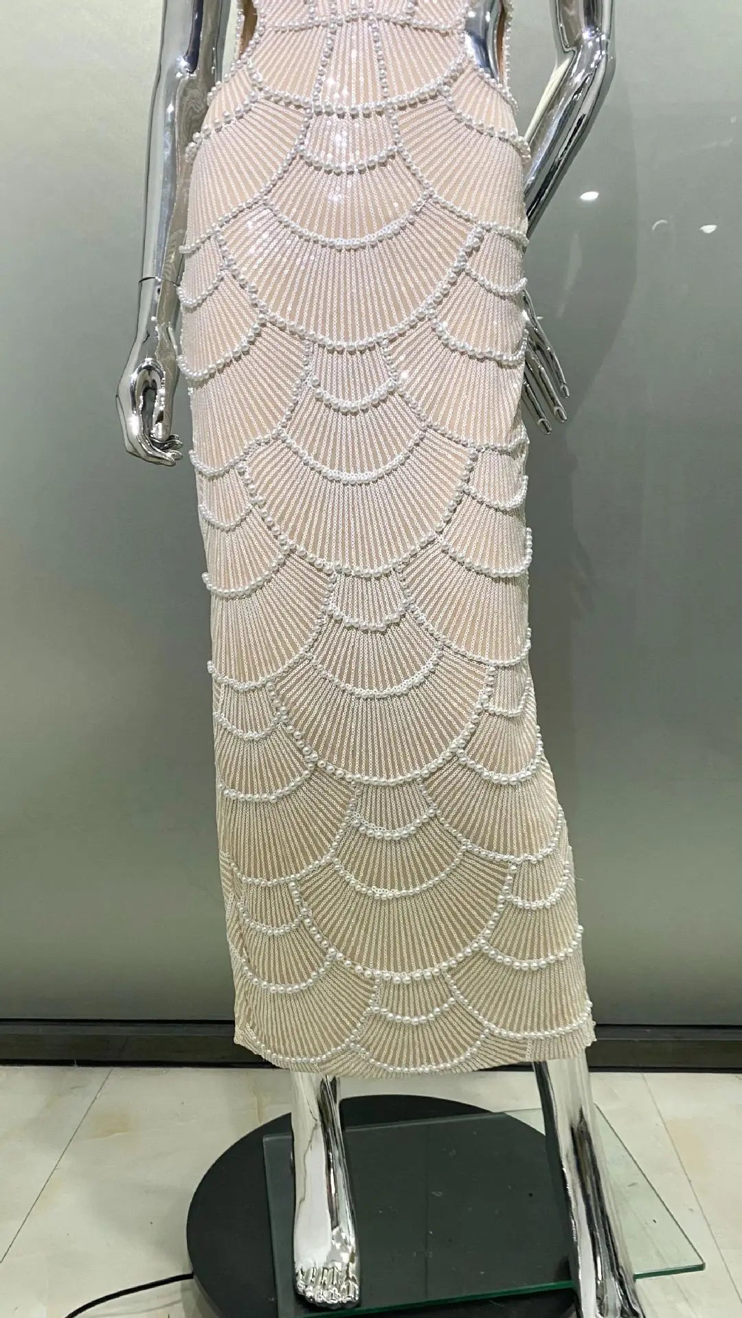 Deluxe Exquisite Sequin Beaded Sexy Hollow Suspender Dress Celebrity Birthday Party Dinner Dress Sweet Date Prom Dress