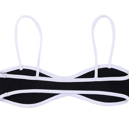 Women Camisole Summer Clothes Spaghetti Straps Low-cut Contrast Color Slim Tops Sexy Club