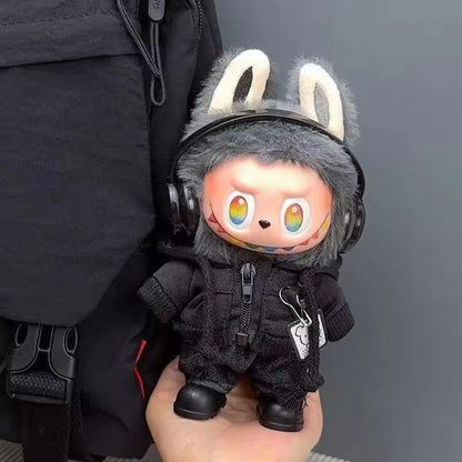 かわいいぬいぐるみカジュアルフーディー ブラックスーツ ファッションスウェットシャツジャケット アウトフィット服 Labubu服 ギフト