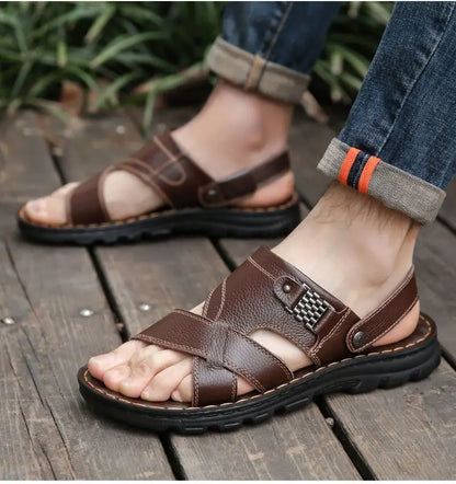 2025 New Men's Sandals for Men's Summer, Dual use for Cooling, Soft soled Exterior, Middle aged, Dad's Shoes, Elderly Shoes