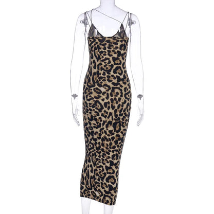 Dulzura Women Party Club Evening Streetwear Leopard Bodycon Midi Dress 2024 Summer Clothes Wholesale Items For Business