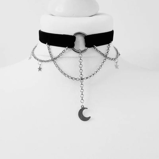 Velvet Clavicle Chain Fashion Necklace Moon Exquisite And Aesthetic Simple Cute Girl Pendant Necklace