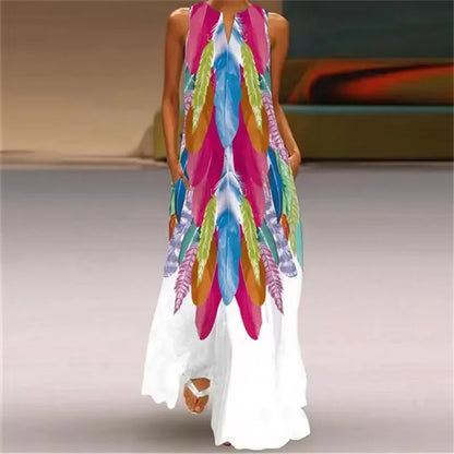 Spring Summer Long Dress Womens Long Casual Party Dresses Women Clothing Casual A-Line Printing V-Neck Pockets Maxi Dress Autumn