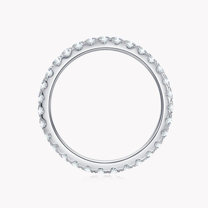 KNOBSPIN 2mm Dカラー モアサナイトリング 925スターリングシルバー ソリッド18kホワイトゴールド エタニティバンド 婚約指輪 レディース用