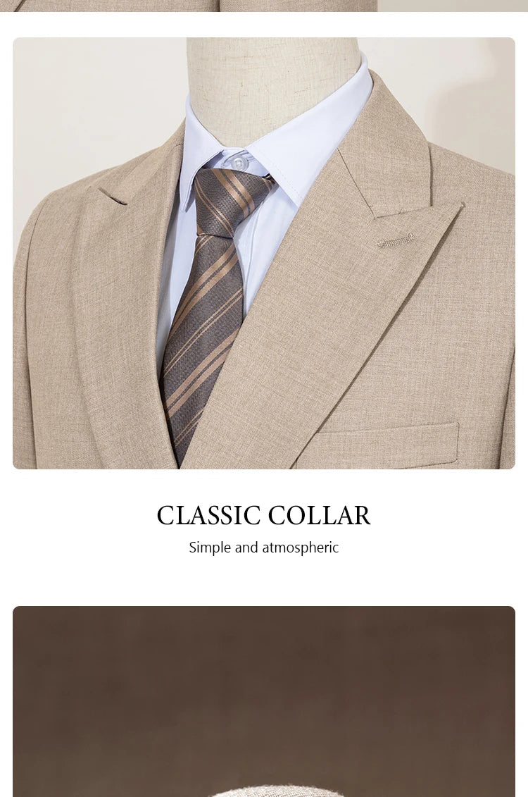 ST Cassy Elegant man suit for wedding peach Slim Fit Double Breasted Multiple buttons Casual Business man 2 piece outfit set