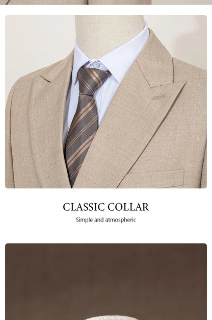 ST Cassy Elegant man suit for wedding peach Slim Fit Double Breasted Multiple buttons Casual Business man 2 piece outfit set