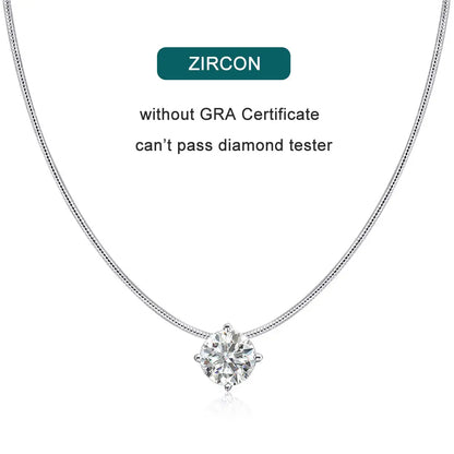 KNOBSPIN D VVS1 Moissanite Pandent Necklace s925 Sterling Silver Plated 18k White Gold GRA Certified Dainty Necklaces for Women