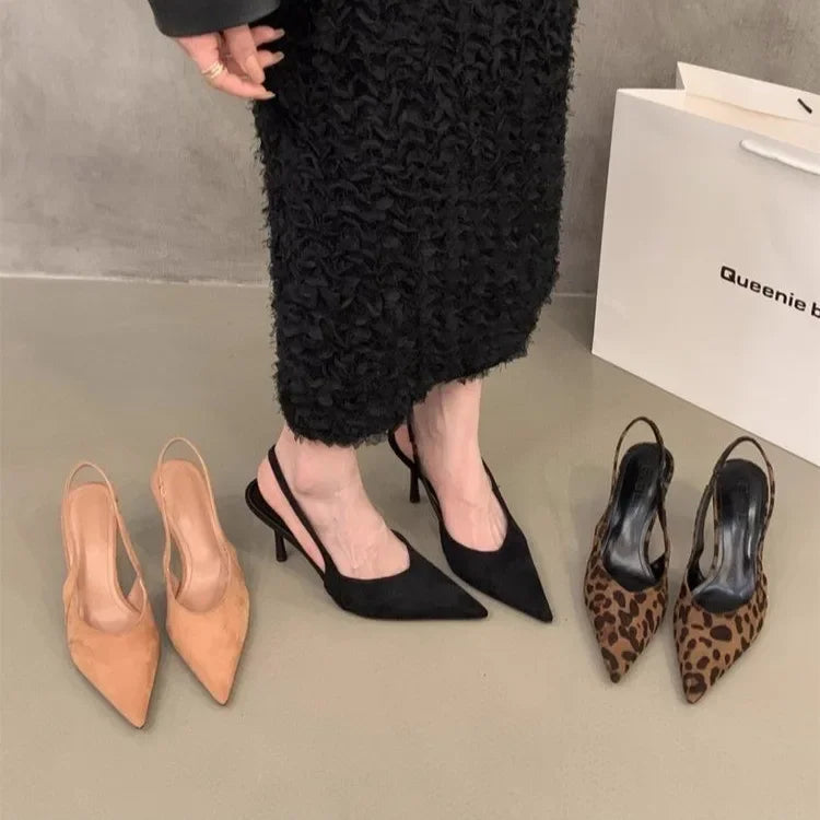 Women High Heels 2025 Summer New Fashion Pointed Toed Pumps Female Stiletto Slingback Shallow Weddings Bridal Shoes Zapatos
