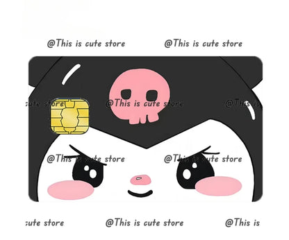 Sanrios Hello Kittys Kuromi Credit Card Skin Stickers for Bank Card Bus Anime Rilakkuma Metro Card Sticker Waterproof Girls Gift