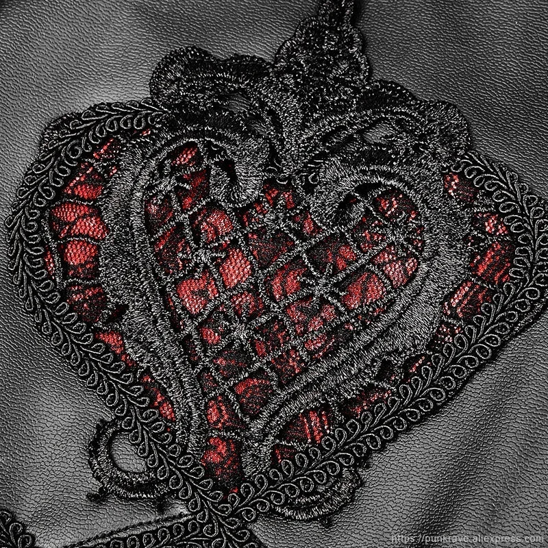 PUNK RAVE ゴシック エラスティックウエスト フラワー刺繍 レザー レギンス ヴィンテージ エンボス メッシュ レース クラブ パーティー セクシー レディースパンツ