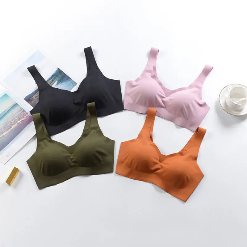 Summer Women's Sports Bra Gym Seamless Ice Silk Bra Removable Chest Pad Bralette No Steel Ring Breathable Yoga Run Underwear