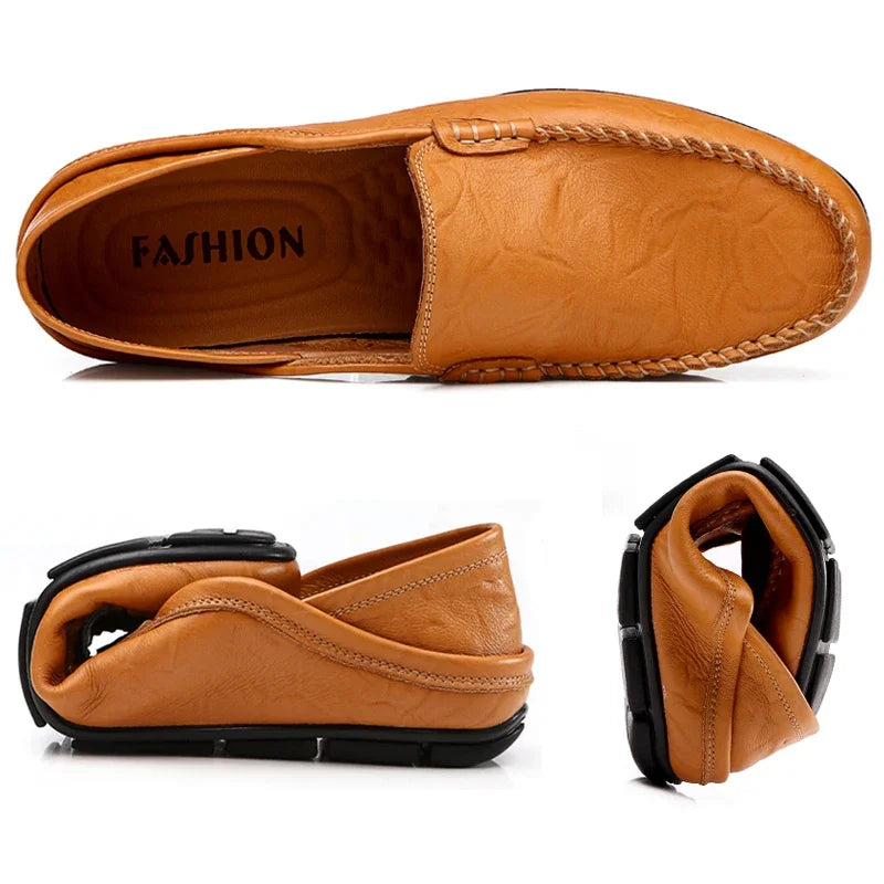 Men Loafers 2024 New Leather Shoes Men‘s Casual Shoes Moccasins Breathable Sneakers Men Driving Shoes Comfort Flats Plus Size 46