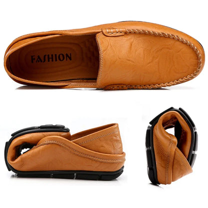 Men Loafers 2024 New Leather Shoes Men‘s Casual Shoes Moccasins Breathable Sneakers Men Driving Shoes Comfort Flats Plus Size 46