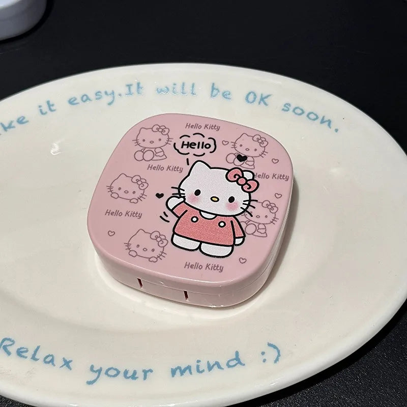 Contact Lens Box Cute Cartoon Doll Pattern Contact Lens Companion Box Care Box Portable Cartoon Box with Mirror