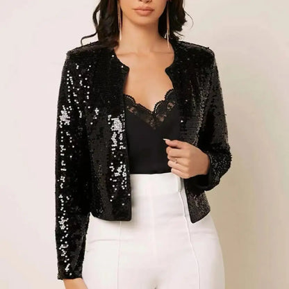 Glitter Sequin Jacket Autumn Sequins Golden Loose Jacket For Women Long Sleeve Casual Jacket Female Fashion Coats Women Jackets