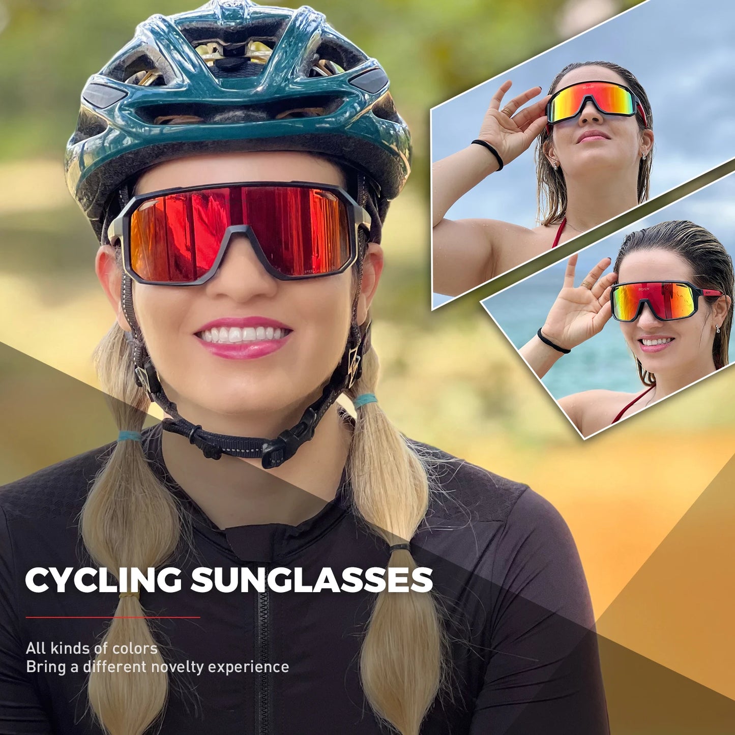 SCVCN サイクリンググラス バイクサングラス メンズ UV400 アイウェア アウトドアスポーツ MTB ゴーグル 自転車 レディース ライディング ハイキング サングラス