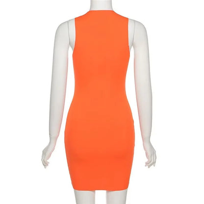 Women's Sleeveless Mini Bodycon Dress Y2K Cutout Sundress Beach Party Sexy Club Short Dress New Streetwear HotSweet Tank Dress