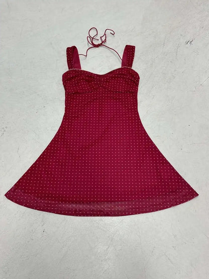 Yaminiya Elegant Polka Dot Print Backless Party Dresses Women Causal Sleeveless Beach Dress Vestidos Summer Sundress Sexy Skinny