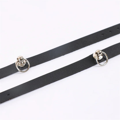 Ankle Belt Black O-Ring Ankle Punk Leather Feather Anklet Men's Women Alloy Pendant Accessories YK2 Ankle Belt