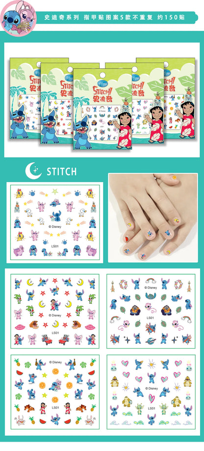 5pcs Disney Frozen Nail Stickers Nail Art Decorations Stickers Girls Stitch Minnie Anime Character Press on Nails Accesories Toy