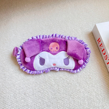 Sanrio Cute Sleeping Eyepatch Cinnamoroll Kuromi Plush Eye Patch Girl Pochacco My Melody Shading Eye Mask Travel Rest Eyepatch