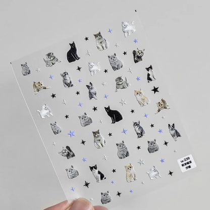 愛らしい犬猫動物ウサギ3Dソフトエンボスレリーフ自己接着ネイルアートステッカーかわいいかわいい子犬子猫スターマニキュアデカール