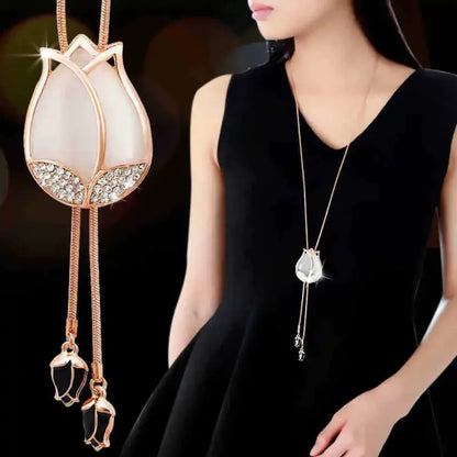FSUNION 2025 New Elegant Simulated Pearl Choker for Women Silver Color Chain Long Necklaces Pendant Fashion Jewelry Accessories