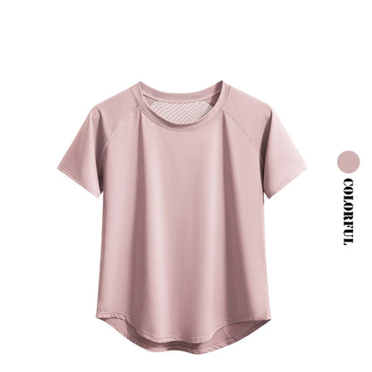 DRUR ヨガトップス スポーツウェア レディース ジムシャツ 通気性 速乾 半袖 ワークアウト Tシャツ ジョガー ランニング Tシャツ ヨガウェア 新作