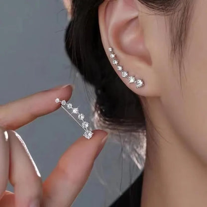 925 Silver Needle Korean Fashion Zircon Geometric Earrings For Women Jewelry 2025 Trending Luxury Crystal Cross Stud Earrings