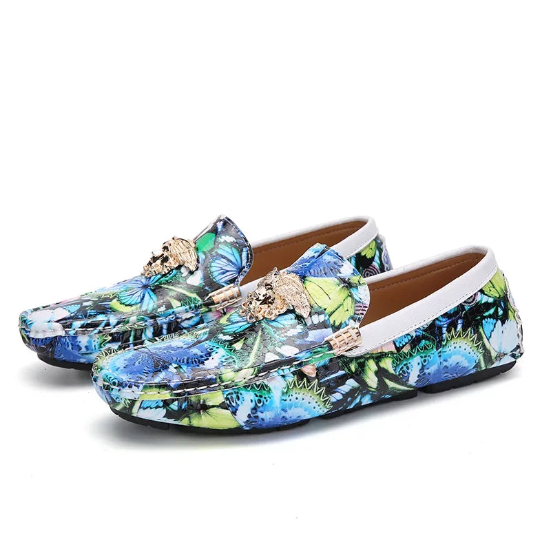 Luxury Loafers Men Fashion Printed Leather Shoes Designer Moccasin for Man Party Shoes Comfortable Flats Driving Shoes Male