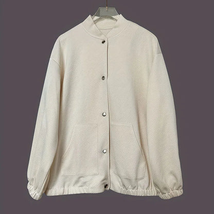 2025 Autumn Winter New Solid Color Jacket Women Single Breasted Long Sleeve Outerwear Elegant Stand Collar Pocket Commute Coat