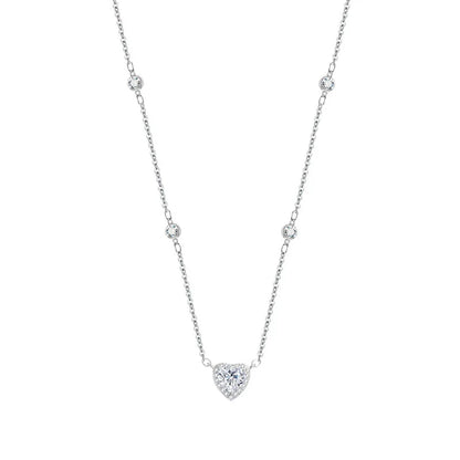 TY 0.8CT モアサナイト 925 スターリングシルバー ネックレス レディース ハートペンダントネックレス Dカラー 輝くファインジュエリー ラボダイヤモンド