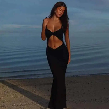 Giyu Sexy Evening Club Party Dresses Women 2025 Summer Sleeveless Backless Hollow Out Maxi Long Dress Elegant Bodycon White Robe