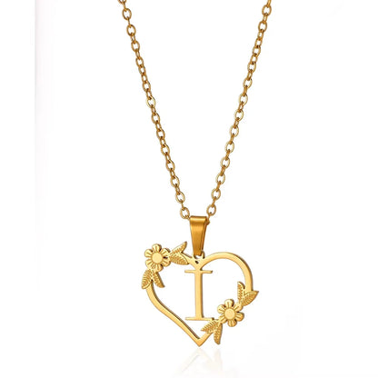 Initial Letter Stainless Steel Pendant Necklace for Women Fashion Gold Color Chain A-Z Alphabet Clavicle Necklaces Jewelry Gift