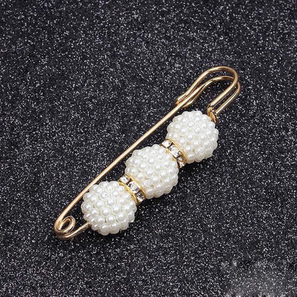 Lapel Pin Women Simulated-Pearl Pendant Pins Crystal Rhinestone Brooch For Woman Scarf Buckle Clips Hat Clothes Multipurpose Pin